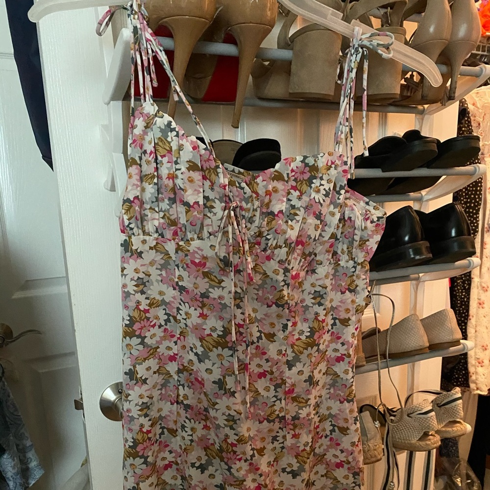 NWT Nasty Gal Floral Tie Strap Mini Summer Dress - Picture 5 of 8